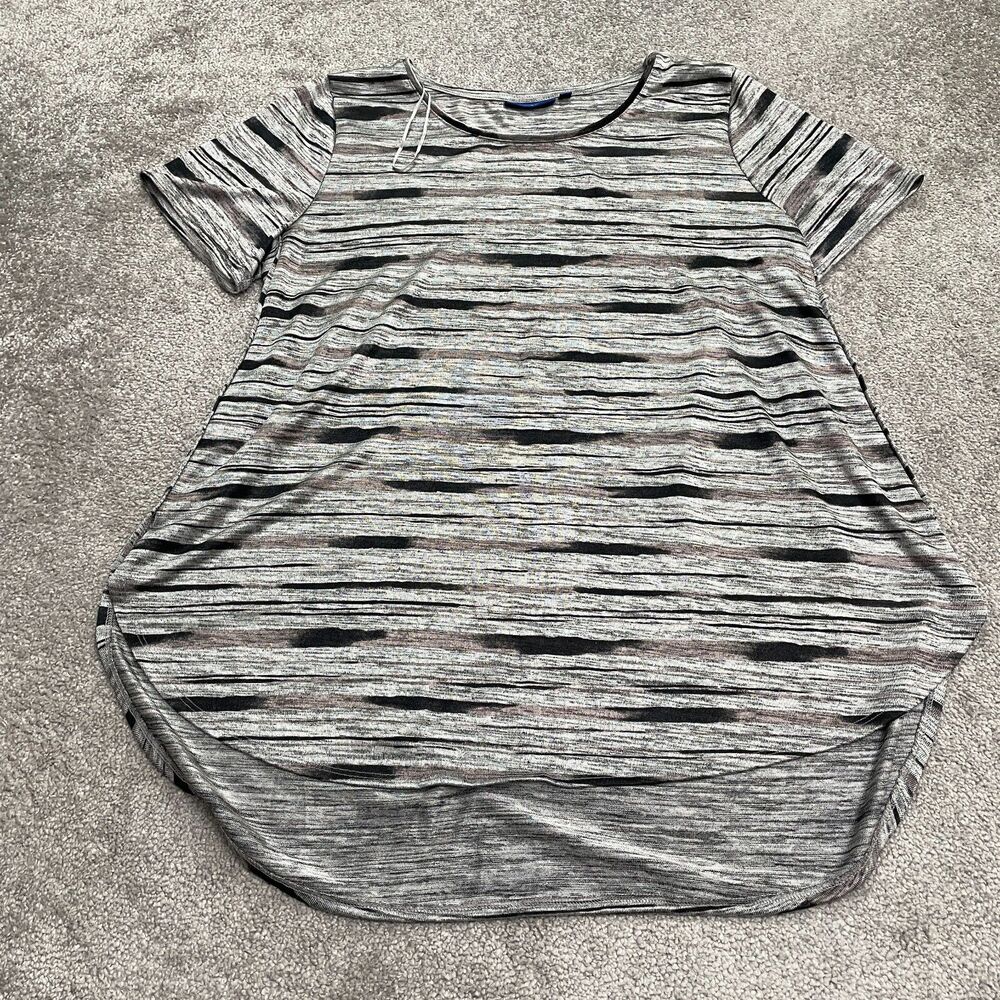 Apt. 9 Shiny Long Tunic T-Shirt Womens XL Multi Short Sleeve Round Neck Stretch